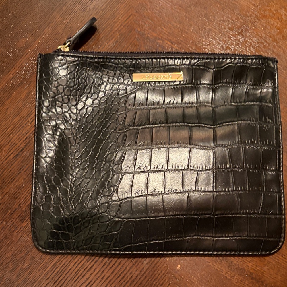 Liz Claiborne Black Crocodile-Embossed Leather Clutch